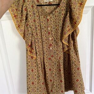 Max Studio Floral Blouse with Button Detail